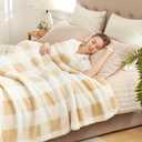 Cozy Bliss Luxury Sherpa Throw Blanket for Couch, Premium Reversible Buffalo Plaid Thick Throw, Warm Cozy Soft Blanket for Home and Gifts (Beige, 60" x 80")