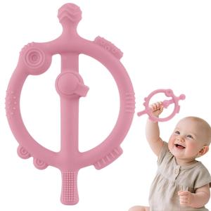 3 x Chuya Baby Teether Ring Baby Toys 3-6 6-12 12-18 Months,Teething Toy Baby Teething Relief Infant Toys Sensory Toys for Babies Soothes Sore Gums Boys Girls Gift (Pink)