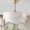 20" Boho Fandelier Ceiling Fans with Lights, Gold Fandelier Ceiling Fans with Light Remote Control, Fabric 6 Speeds Reversible for Bedroom, Living Room, Nursery, Kitchen (White), Small