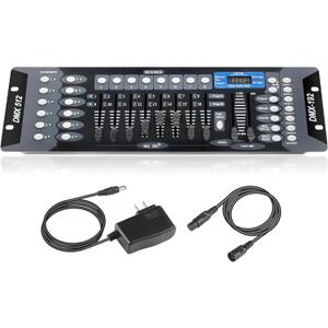 DMX512 Light Controller, 192 Channel DMX Board with 2m/6.6 ft DMX Cable, DJ Stage Lighting Console