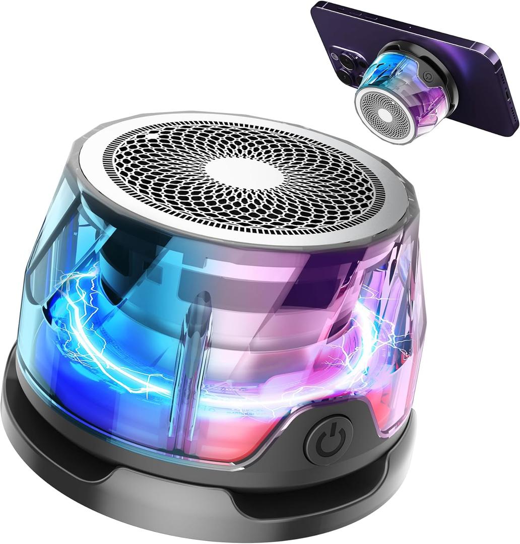 gebra Magnetic Bluetooth Speaker Cell Phone Stand Speaker Waterproof 8H Playtime Bluetooth 5.3 Multi-Color LED Lights Portable for Outdoor Gym Travel for Music Lovers