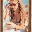 20x40 Wood Frame Brown, Rustic Natural Wooden 40x20in Poster Picture Frame, Distressed 20 x 40inch Woodgrain Gallery Photo Frame with HD Plexiglass, Horizontal Vertical Wall Mounting Display 1pc