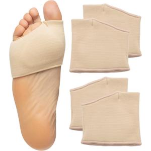 ZenToes Metatarsal Pads for Men and Women - Ball of Foot Support Cushions for Sesamoiditis, Metatarsalgia, Morton's Neuroma - 2 Pairs Fabric Sleeves with Gel Inserts (Small, Beige)