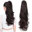 ponytail extension,22" claw clip hair extensions ponytail Long curly hair Extension Natural Looking Synthetic Hairpiece for Women Black brown