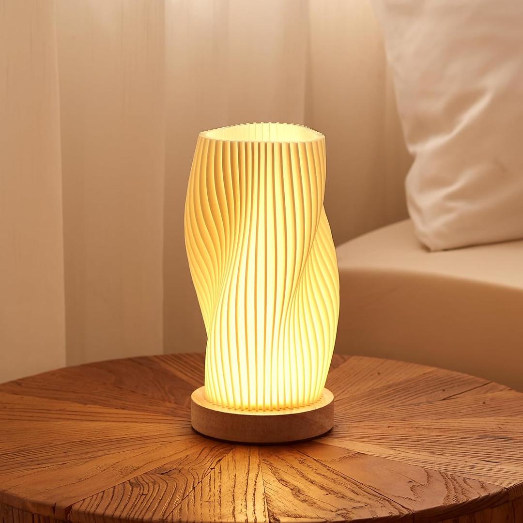 Dawnwake Table Lamp Bedside Lamps for Bedroom, Small Night Stands Desk Lamp, Mood Warm Cozy Lighting, Vintage Boho Cool Mid Century Modern Lamp, Aesthetic Accents Home Room Decor (Warm-A, Medium)
