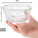 6 Pack Small Glass Bowls Set, 12 Oz Embossed Prep Dessert Bowls for Ice Cream, Stackable Snack Serving Bowls Side Dishes for Dipping, Yogurt, Cereal, Candy