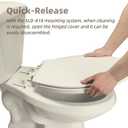 Elongated Toilet Seat, Slow Close Quick-Release Hinges, Heavy Duty Soft Close, Oval(Oblong) Toilet Seat For Elongated Toilets, Quiet-Close Lid And Seat, Easy To Install And Clean, Almond/Bone(18.5”)