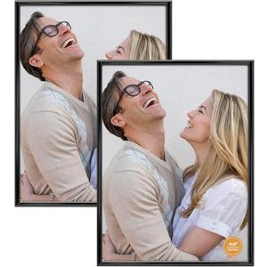 DECANIT 4x6 Picture Frame Metal,Thin Profile Photo Frame 4 by 6 Inch, Display for Wall Mounting or Tabletop Pack of 2,Black