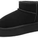 DREAM PAIRS Women's Platform Winter Snow Boots Genuine Suede, Water Resistant Mini Ankle Boots Stable Lightweight Booties Anti-Slip with Memory Foam Outdoor Fuzzy, 7