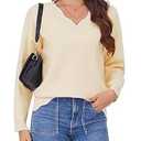 Arolina Plus Size Oversized Sweaters for Women 2025 Long Sleeve V Neck Knitted Warm Pullover Tops Fall Trendy Outfits Clothes, Yellow XXL