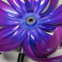 Solar Purple Metal Flower Wind Spinners, Colorful Spinning Windmill Lotus Yard Art Lights Wind Pinwheels with LED Crystal Ball Decorative Stake Lighting Flower Sculpture