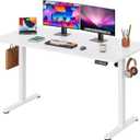 DEVAISE 55 x 28 Inches Electric Standing Desk, Adjustable Height Stand up Desk, 28" Deeper Desktop Sit to Stand Desk with 3 Memory Preset, Adjustable Computer Desk for Home Office (White)