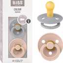 Bibs Pacifiers Color Collection, Set of 2 BPA-Free Latex Pacifiers, Round Nipple Baby Pacifier (18+ Month (Pack of 2))