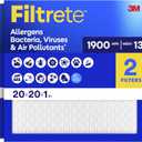 Filtrete 20x20x1 Air Filter, MERV 13 MPR 1900, Allergens, Bacteria, Viruses & Air Pollutants, 3-Month AC/Furnace Filters, Cleaner Air Reliable Airflow, 2 HVAC Filters(Act Size 19.62x19.62x0.78 in)