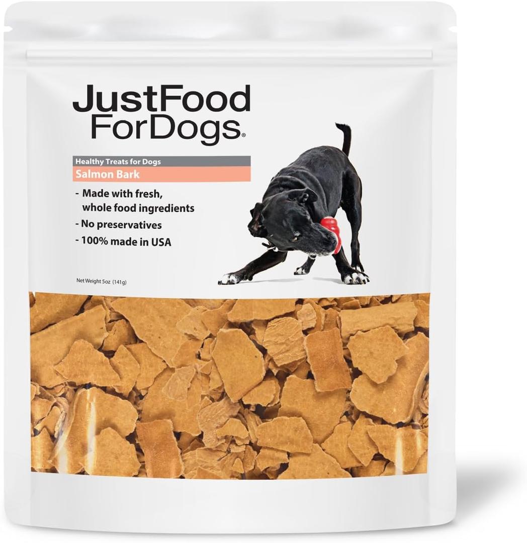 JustFoodForDogs Limited-Ingredient Healthy Dog Treats, Salmon Bark, Made in The USA, 5 oz (5 Ounce (Pack of 1))