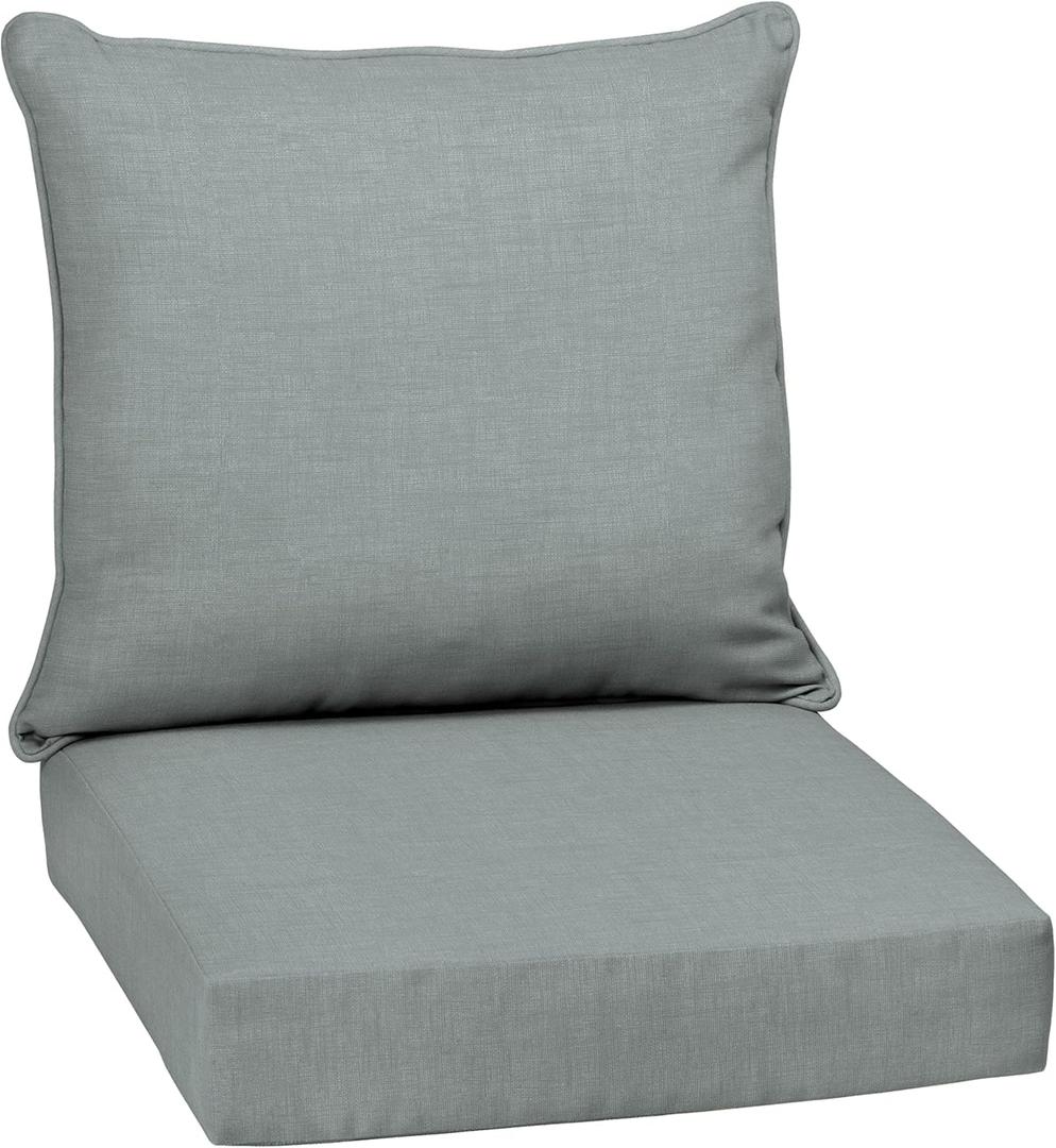 Arden Outdoor Deep Seat Cushion Set, 24 in x 24 in, Weather-Proof, Rain-Proof, Fade Resistant Patio Cushion for Chair, Sofa, and Couch Stone Grey Leala