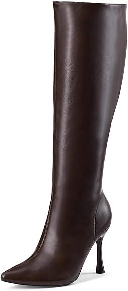 GENSHUO Knee High Heel Boots for Women Elegant Pointed Toe Stiletto Boots Trendy Side Zipper Women’s Heel Stylish and Sexy Design Size:7