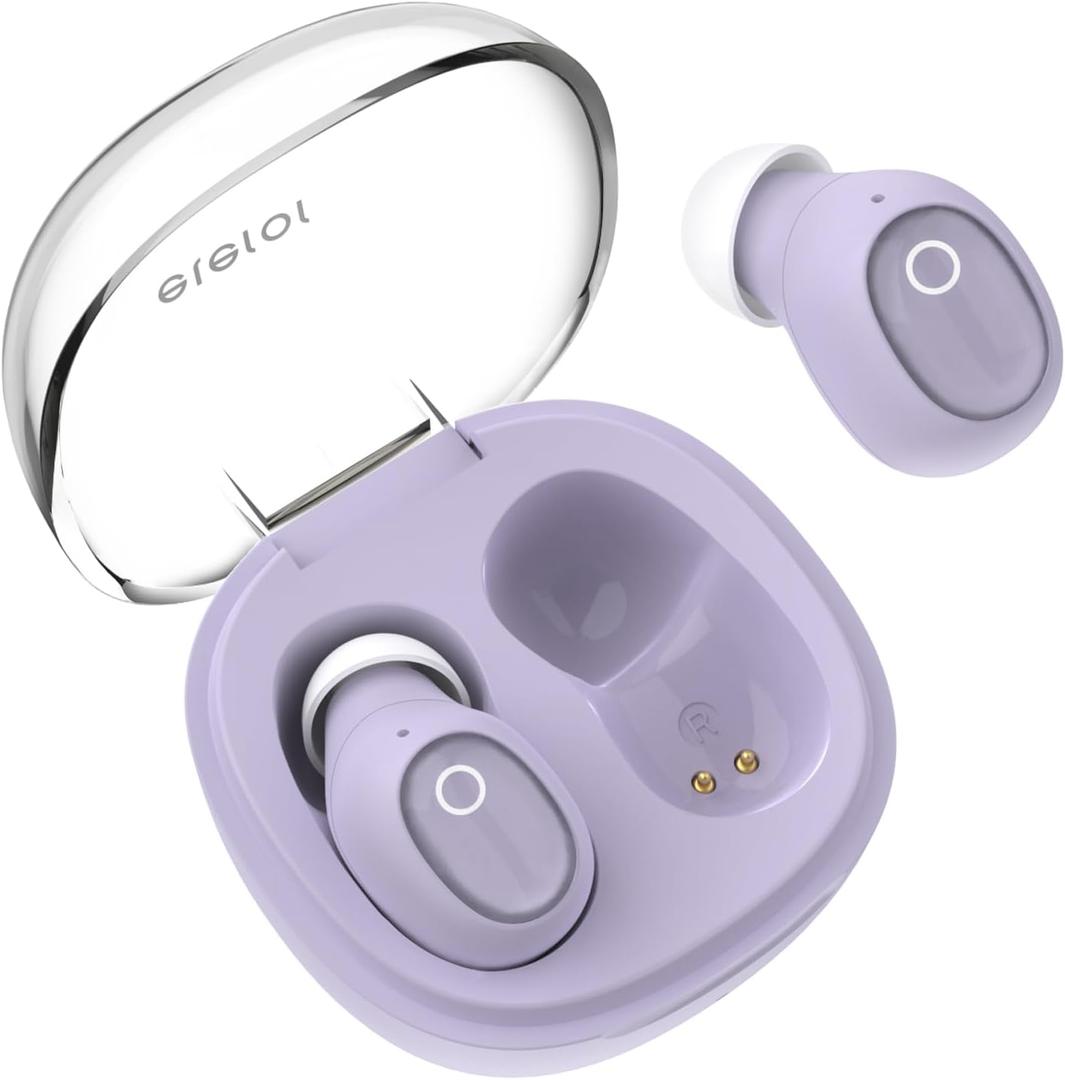 Wireless Earbuds for Small Ears Women Men, Purple Bluetooth Earbuds for Small Ear Canals, Mini Ear Buds Wireless Bluetooth Earphone for iPhone, Android Earbuds Wireless Bluetooth Mic