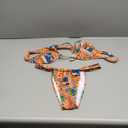 MakeMeChic Women's Floral Print 2 Piece Bikini Sets Tie Back Triangle Thong Bathing Suit Swimsuit (X-Large, Orange and Blue)