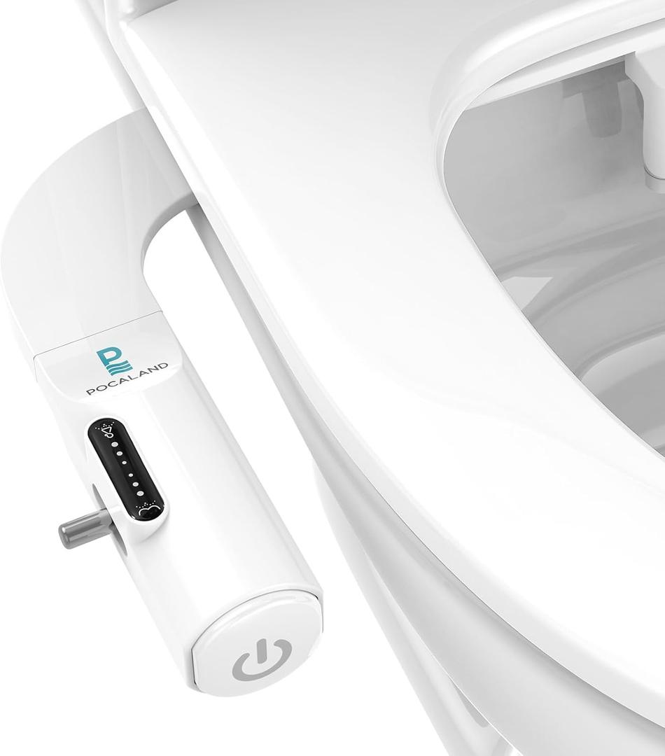 Bidet Attachment for Toilet, Non-Electric Cold Water Bidet with Pressure Controls, Dual Nozzles for Frontal & Rear Wash, Retractable Self-Cleaning White
