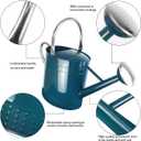2 Gallon Meltal Garden Watering Can Removable Spout, Galvanized Steel Large Water Can with Embossed Design for Outdoor Indoor Plants (Ocean Blue, 2 Gallon)