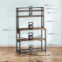 Denkee Large Bakers Rack with Power Outlets, 38 Inch Microwave Stand with Storage, 5-Tier Coffee Bar Stand, Industrial Kitchen Shelf Rack, Rustic Brown