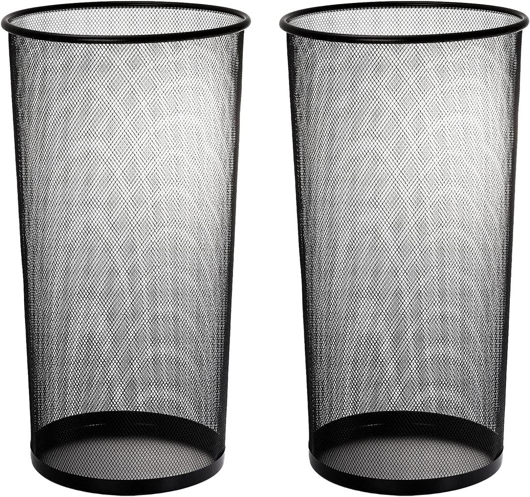 Youeon 2 Pack Large Umbrella Holder, 10.5x20 Inch Metal Mesh Umbrella Stand, Freestanding Bucket for Umbrellas, Canes, Walking Sticks, Wrapping Paper, Entryway, Home, Office, Hotel, Black