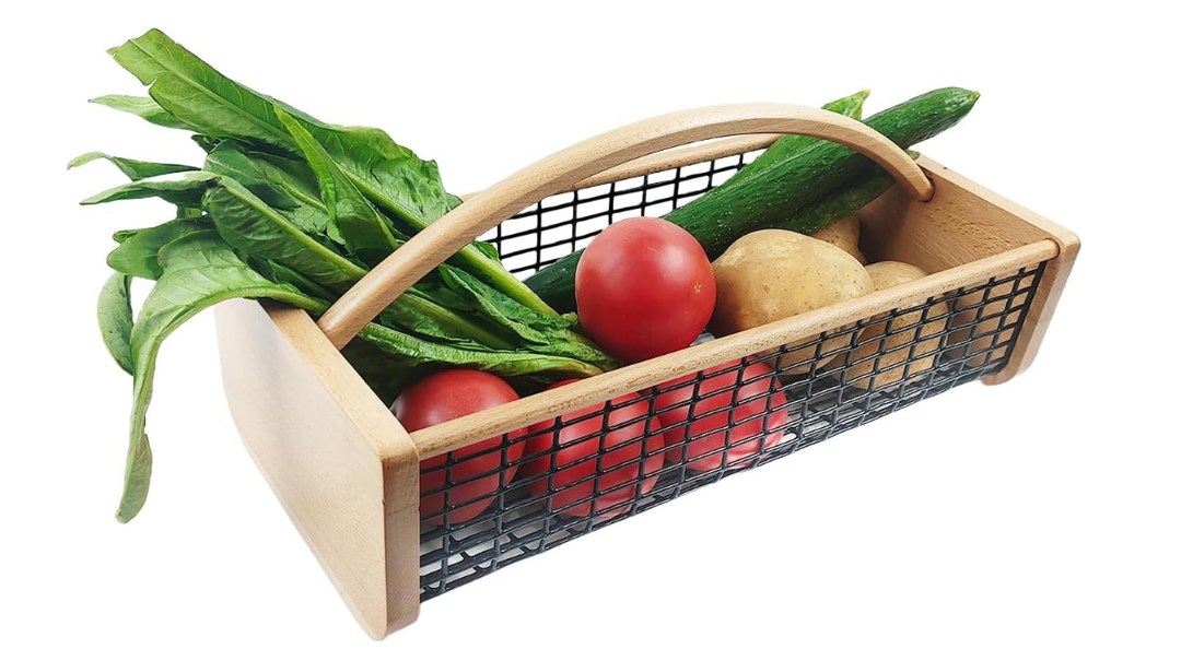 Garden Hod Harvest Basket, Durable Wooden Gardening, Supply Suitable For Kitchen, Picnic And Outdoor Picking