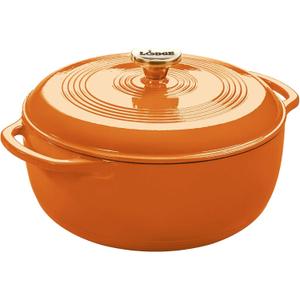 Lodge Essential Enamel Cast Iron Dutch Oven 6 Quarts - Perfect for Bread Baking, Braising, Marinating & Slow Cooking, Features Moisture-Sealing Lid & Dual Handles, Kitchen Essentials, Apricot