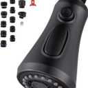 Kitchen Faucet Head Replacement, 3-Function Pull Down Faucet Spray Head with 15 Adapters - Replacement Pull-Out Sink Spout Sprayer Nozzle, Oil Rubbed Bronze
