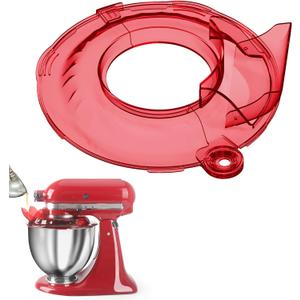 Pouring Shield for KitchenAid Tilt Head 4.5-5QT Stainless Steel (Only),Safety Pouring Shield,Splatter Guard for kitchenaid mixer bowl,Kitchen Aid Stand Mixers (Transparent Red, for 4.5-5 QT)