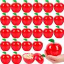 FOIMAS Plastic Apple Container,24pcs Red Apple Container Candy Boxes Jars Fillable Treat Box for Graduation Gift School Classroom Teacher Appreciation Gift Back to School Party Favor Supplies (3.5in)
