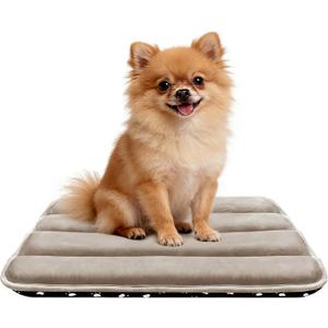 pobopobo Dog Crate Pad, Ultra Soft & Anti-Slip Kennel Mat, Secure Fit for Metal Crates & Dog Cages, Washable Cozy Bed for Small  Dogs Light Brown, S(23"*14"*1.5")