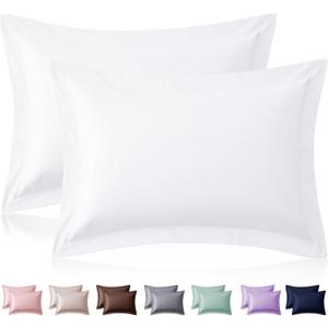 Homiest White Pillow Shams Standard Size Set of 2, 2 Inch Wide Decorative Flange Shams Set, Soft & Cozy Microfiber Pillow Cases with Envelope Closure, Wrinkle & Stain Resistant Pillowcases