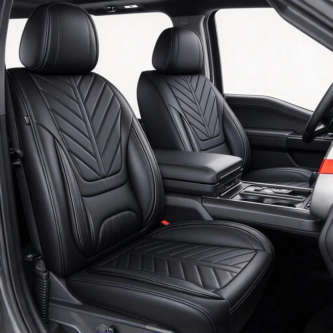 for Ford F150 2009-2026 Seat Covers F250 F350 F450 2017-2026
Super Duty Faux Leather Full Set XL XLT Lariat Platinum STX Cab, Lumbar Support Seat Protectors