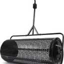 Compost Spreader 36 Inch Towable Peat Moss Spreader with Installation Support Accessories, Black Metal Mesh Roller Lawn Spreader for Top Soil, Manure, Mulch, Top Dressing - Garden spreaders for lawns