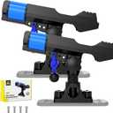 2-in-1 Fishing Rod Holder for Boat Kayak Rod Holder Track Deck Mount, Secure Fishing Pole Holders with Triple Rod Protection, Dual T Bolt, Bungee Cord & Sliding Loop