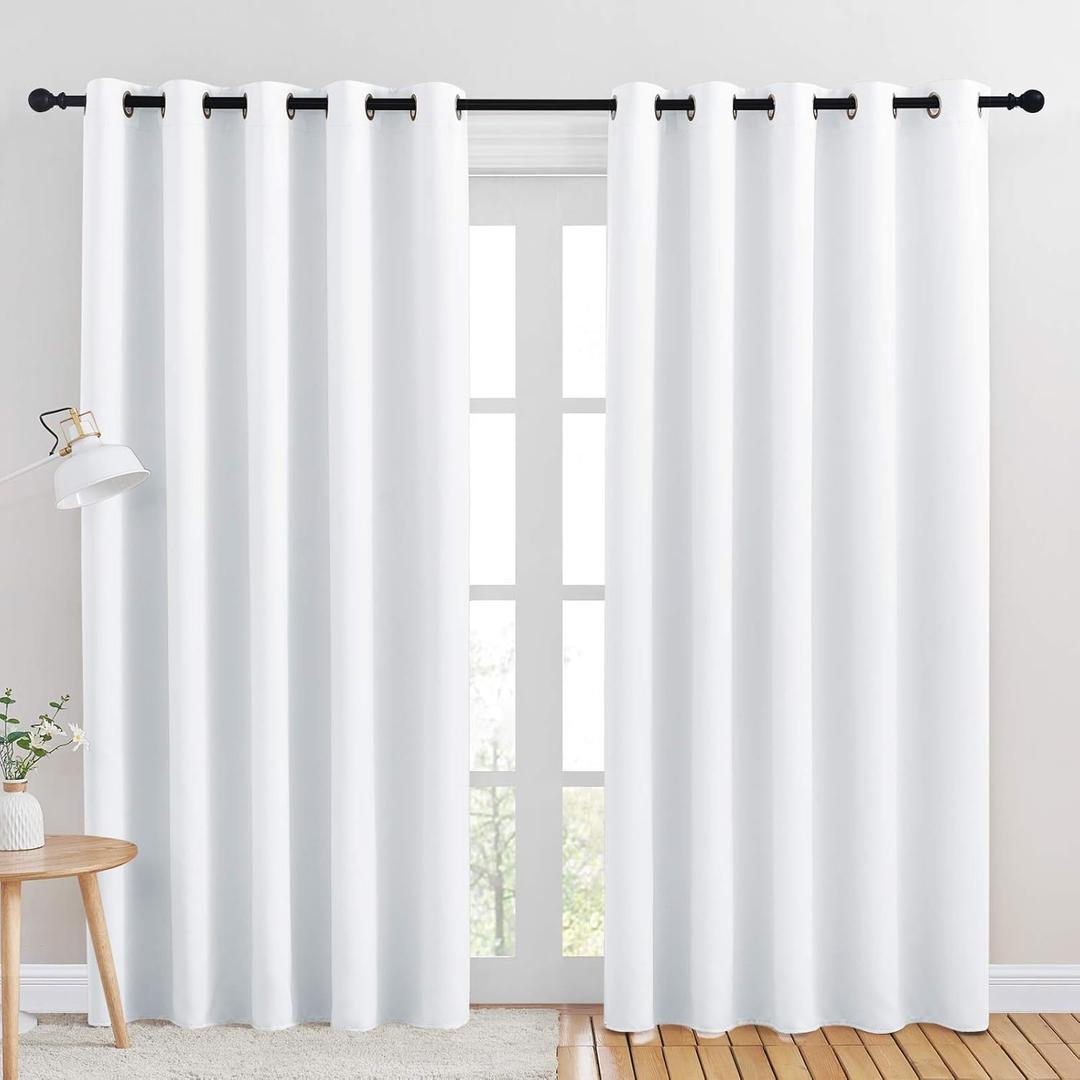 NICETOWN 50% Light Blocking Curtain Panels for Bedroom, Home Decoration Easy Care Grommet Draperies/Drapes, Window Covering for Kitchen (2 Panels, 70 by 84, White)