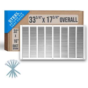 Fits 32x16 Duct Opening | Steel Return Air Grille by Handua | Vent Cover Grill for Sidewall and Ceiling | White | HVAC Cold Air Intake Grille | Outer Dimensions: 33.75"W X 17.75"