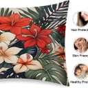 Tropical Floral Satin Pillowcase for Hair and Skin, Standard Size Slip Silk Pillow Covers Satin Pillowcase Without Zipper Pillow Cases 20"x26" Silk Pillowcases for Bedroom Sofa Home Decor (Flower9)