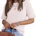 Women's Short Sleeve Sweaters 2026 Fall Lightweight Loose Tops | Fit Knit Pullover, Spring Summer Fall Outfits, Business Casual Work Tops (M)