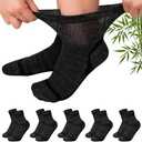 CaiDieNu Bamboo Viscose Diabetic Socks: Non Binding Wide Hospital Ankle Socks for Women Men Elderly Pregnant Edema 5 Pairs