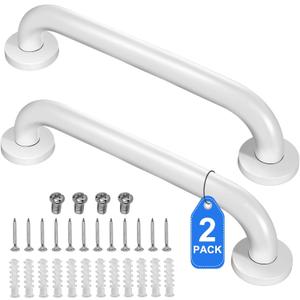 2 Pack Shower Grab Bar, Stainless Steel Bathroom Grab Bar, Shower Handle, Bath Handle, Grab Bars for Handicap Elderly Seniors Bathroom Safety Grab Bar (18 InchWhite)