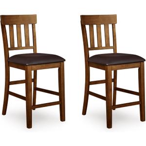 Signature Design by Ashley Ralene Traditional 26" Counter Height Faux Leather Seat Barstool, 2 Count, Brown