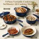 QuliMetal 5-Piece Navy Blue Enameled Cast Iron Cookware Set, Navy Blue 5PC-A