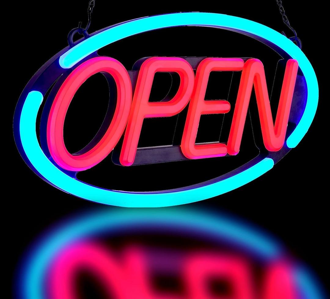 24'' X 12'' Ultra Bright LED Open Sign - Remote Controlled - Get Your Business Seen Day or Night (Blue/Red)