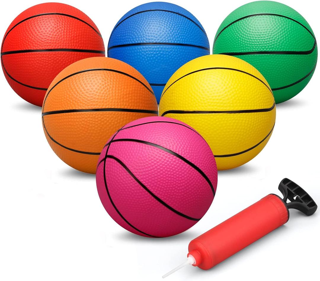 Dilabnba 6 INCH Rubber Basketball, Colorful Kids Mini Toy Ball, Children's Basketballs with Pump, Indoor Outdoor Fun Sports for Kids and Adults(7 Pack) Dilabnba 6 INCH Rubber Basketball, Colorful Kids Mini Toy Ball, Children's Basketballs with Pump, Indoor Outdoor Fun Sports for Kids and Adults(7 Pack)