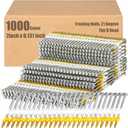 Therwen Framing Nails, 21 Degree, Flat D Head, Galvanized, Ring Shank, Plastic Row Fixed, 21 Degree Framing Nails for Use in All Pressure Treated Lumber (1000 Count,2 Inch x 0.131 Inch)