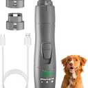 Pack of 2 Dog Nail Grinder with LED Light – Quiet 2-Speed Pet Nail Trimmer for Small & Medium Dogs and Cats – Low Vibration Professional Nail File for Painless Claw Grooming