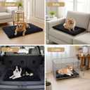 Washable Dog Bed Mat Soft Dog Crate Pad Fluffy Pet Kennel Beds Sleeping Mattress with Non-Slip Bottom for Large Jumbo Medium Small Dogs, 47 x 29 Inch, Black